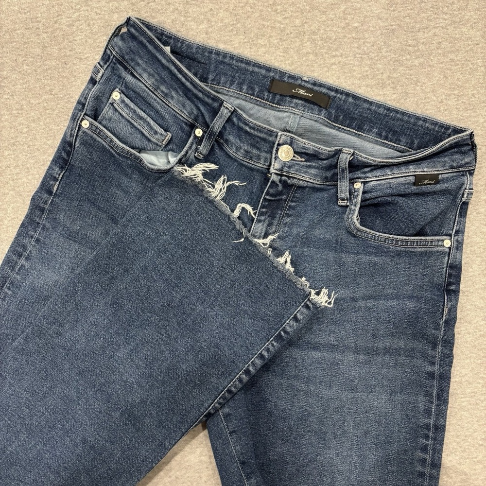 Mavi Anika Cropped Flare Jeans Women's 31x27 Blue Medium Wash Denim Frayed Hem